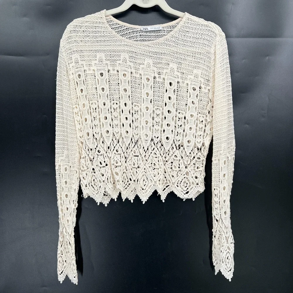 Zara crochet white top fairycore boho cottagecore festival summer‎ y2k grunge M